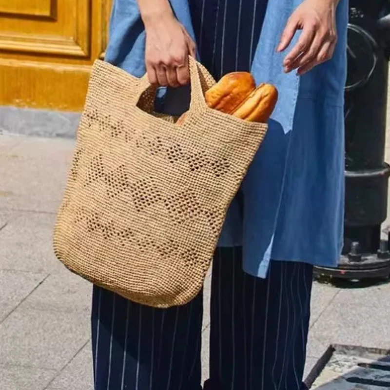 Women'S Raffia Bags - Mode décontracté grande capacité raphia naturel