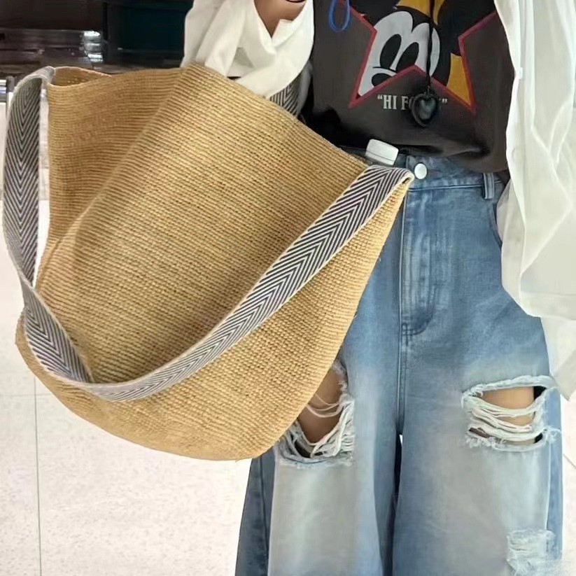 Women'S Raffia Bags - Sac d'été en paille de raphia,