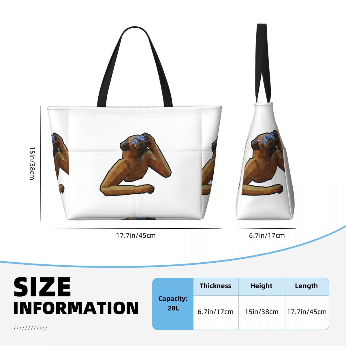 Sac de plage Pug, sac de sport - Women Bags Company avis et prix