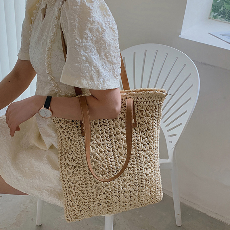 Sac de plage carré en paille c - Women'S Raffia Bags avis et prix