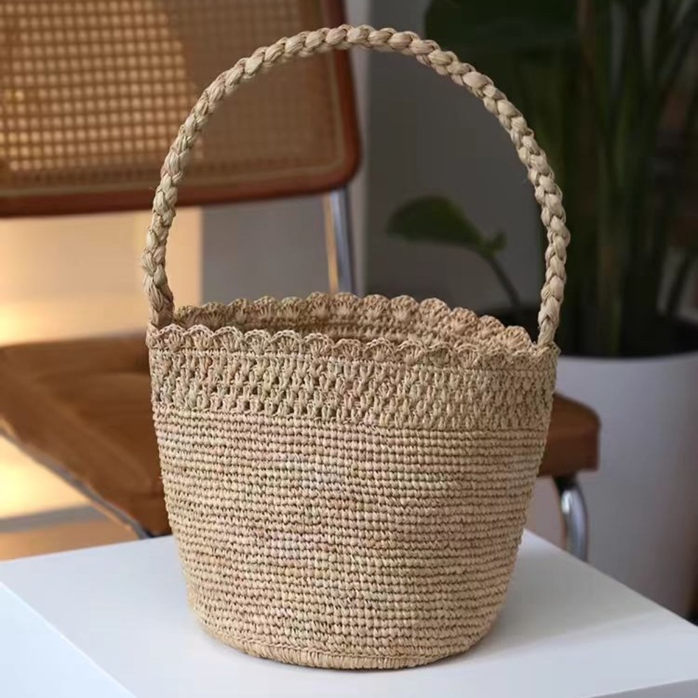 Sac seau en paille au Crochet  - Women'S Raffia Bags avis et prix